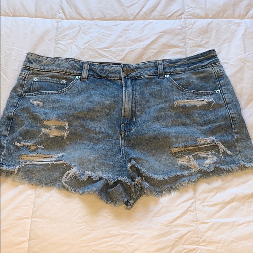 Ripped jean shorts